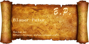 Blaser Petur névjegykártya